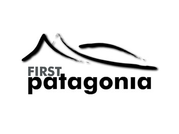  el logo de FIRST. patagonia utiliza un diseño abstracto de un paisaje montañoso característico de la Patagonia junto con un nombre en tipografía moderna, evocando la naturaleza y la región geográfica.