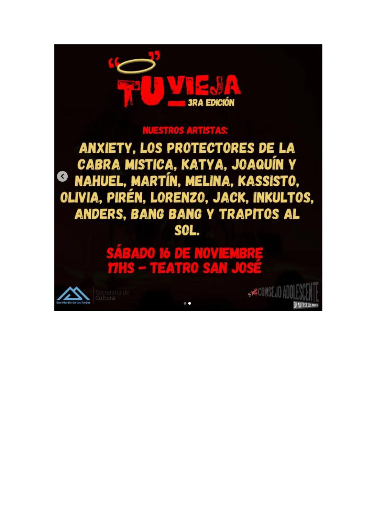 “Tu Vieja”, Festival de Artistas Adolescentes