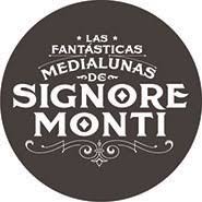 Signore Monti - Logo de medialunas Signori Monti, es un circulo con fondo gris y letras blancas con el nombre.